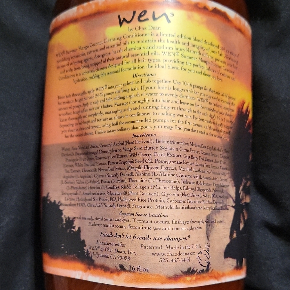 WEN Summer Mango Coconut Cleansing Conditioner with Pump 16 fl oz - Picture 3 of 3